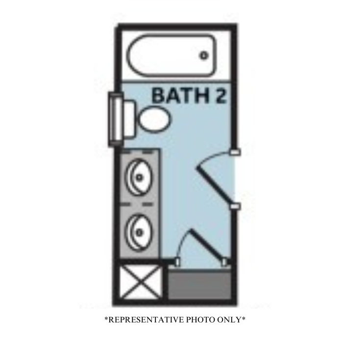 Optional Double Bowl Vanity in Hall Bath