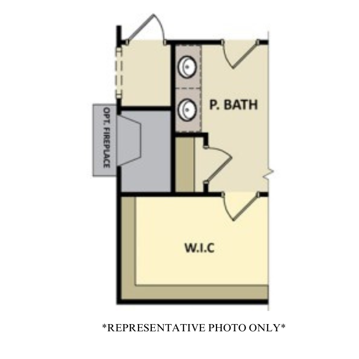 Optional 42" Standard Fireplace on Interior Wall (Mantel and Surround Chosen Separately)