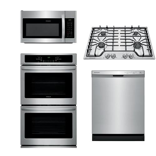 Stainless Steel Gas Cooktop, Double Wall Oven, Microwave and Dishwasher