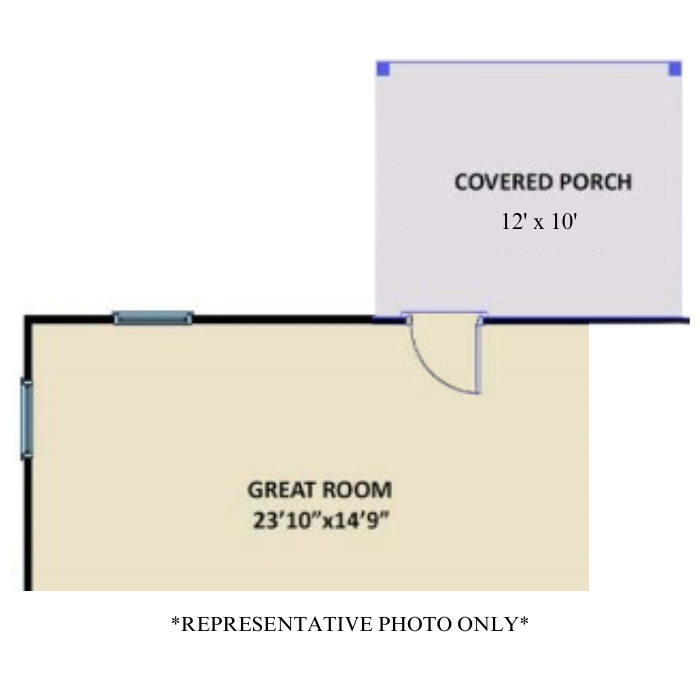 Optional Rear Covered Porch or Deck (lot specific) - 10' x 12'