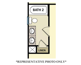 Optional Double Bowl Vanity in Hall Bath