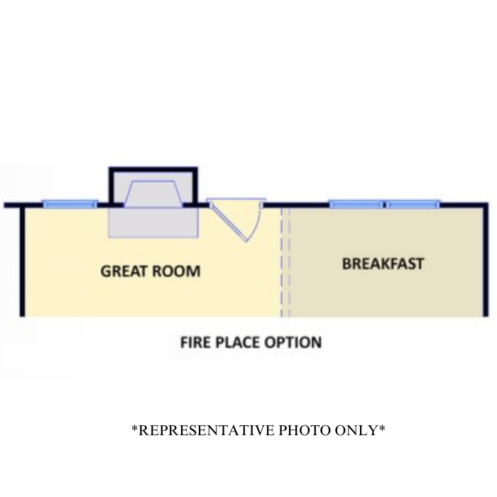 Optional 42" Standard Fireplace on Exterior Wall (Mantel and Surround Chosen Separately)