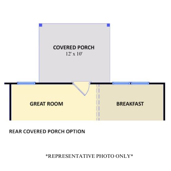 Optional Rear Covered Porch or Deck (lot specific) - 10' x 12'