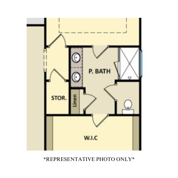 Optional Primary Bath #1 w/ 36" x 60" Fiberglass or Tile Shower (Configuration Only)