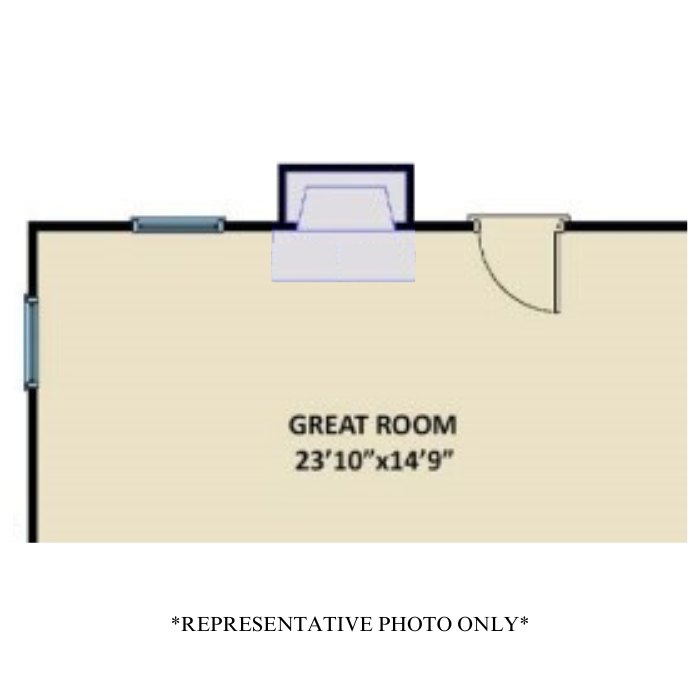 Optional 42" Standard Fireplace on Interior Wall (Mantel and Surround Chosen Separately)