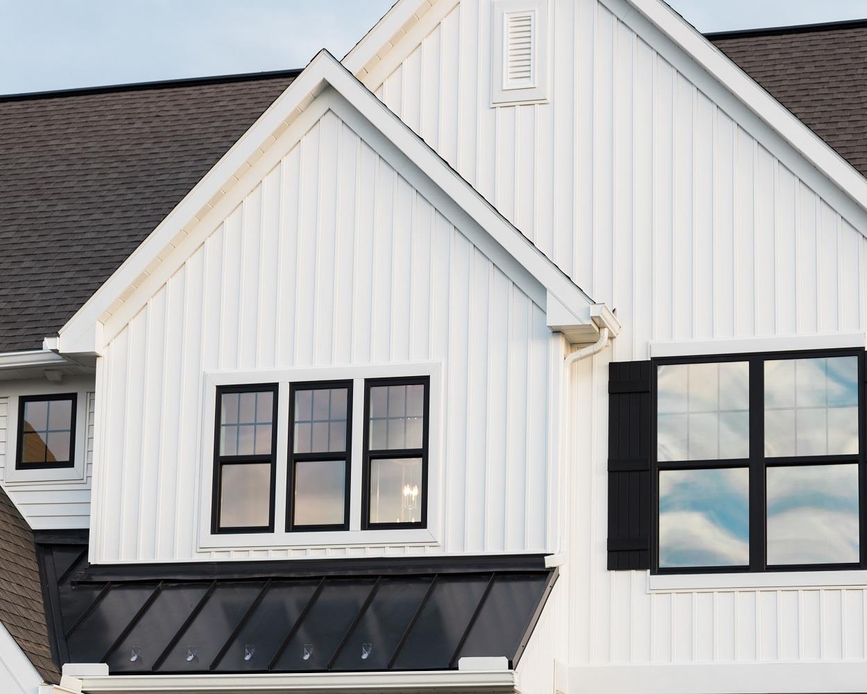 Included Feature - Black Exterior, White Interior Windows - Front Elevation (white / white side & rear)