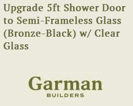 Upgrade 5ft Shower Door to Semi-Frameless Glass (Bronze-Black) w/ Clear Glass