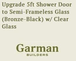 Upgrade 5ft Shower Door to Semi-Frameless Glass (Bronze-Black) w/ Clear Glass