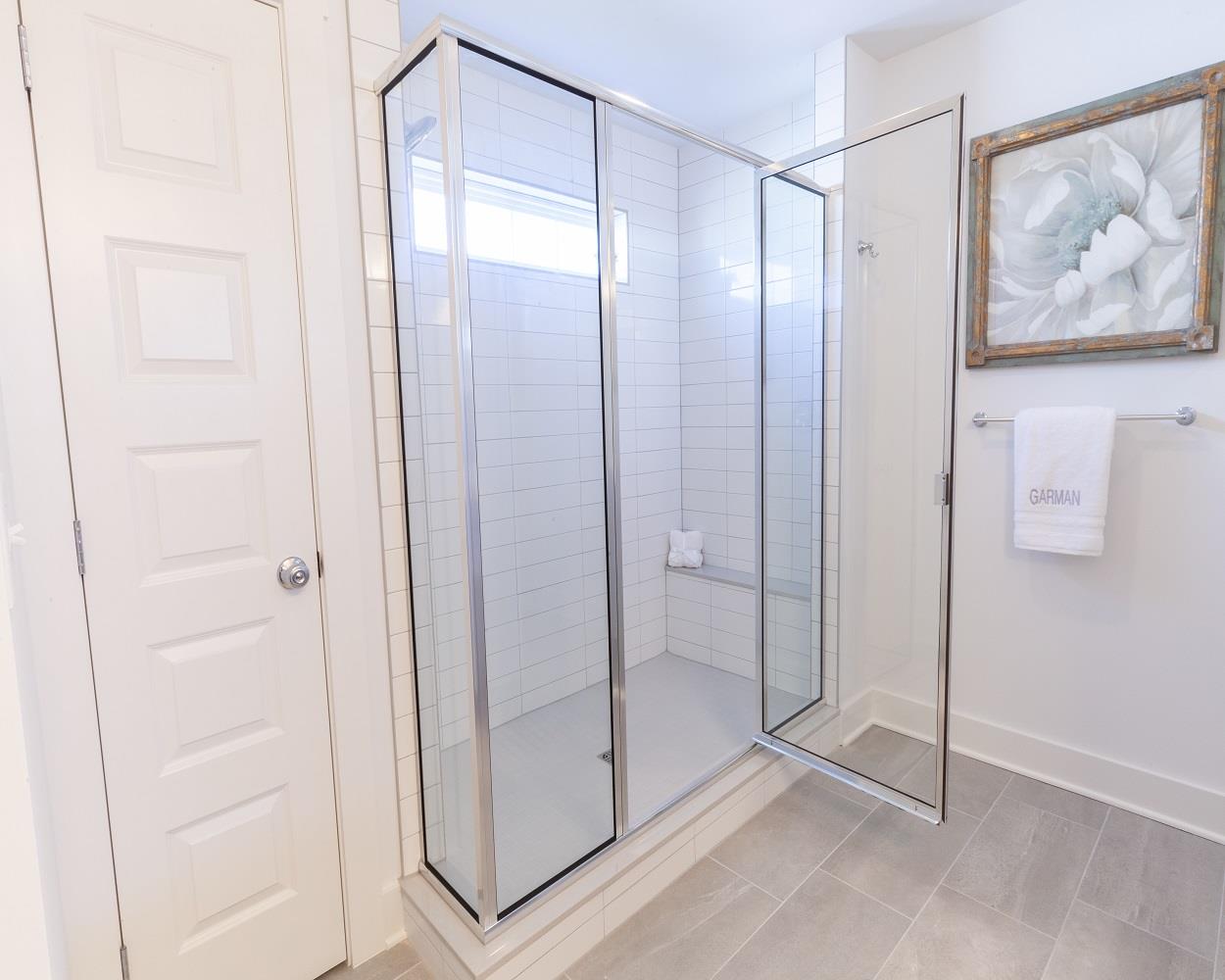 Upgrade 5ft Shower Door and Panel w/19in Return to Semi-Frameless Brushed Nickel w/ Clear Glass