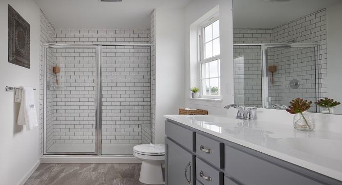 60" Glass & Tile Shower, 2 Full Sidewalls, (b1002) Glass and Finish TBD