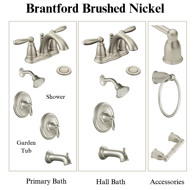 Brantford 4” Spread Brushed Nickel Plumbing Package (Whole House)