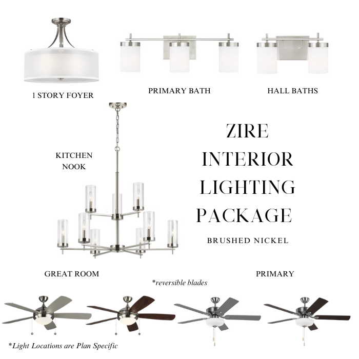 Zire Lighting Package Brushed Nickel (Whole House)