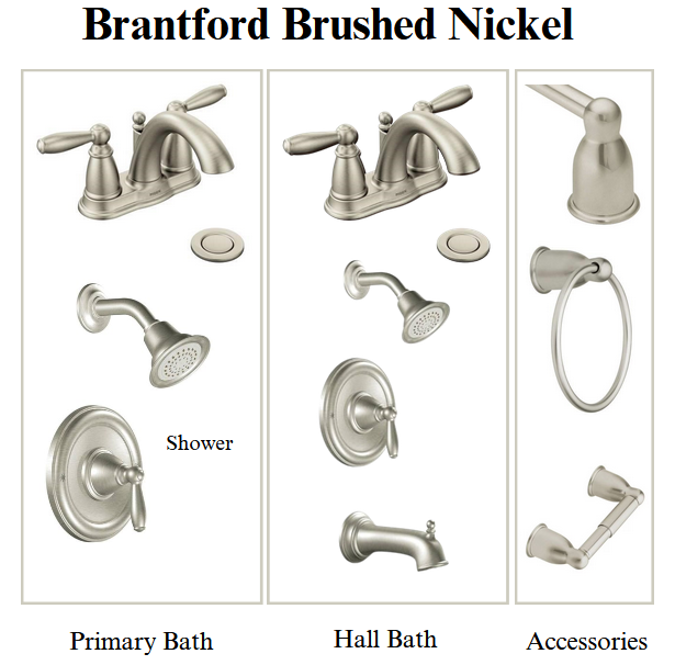Brantford 4” Spread Brushed Nickel Plumbing Package (Whole House)