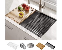 Upgrade Std SS UM Kitchen Sink to KRAUS Workstation UM SS Single Bowl Sink