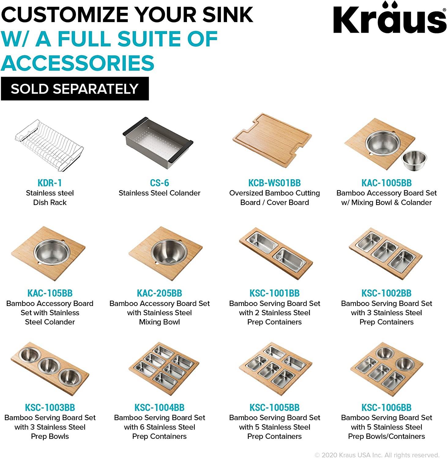 Upgrade Std SS UM Kitchen Sink to KRAUS Workstation UM SS Single Bowl Sink