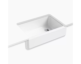 Upgrade Std SS UM Kitchen Sink to Kohler White Cast Iron Single Bowl Farm Sink