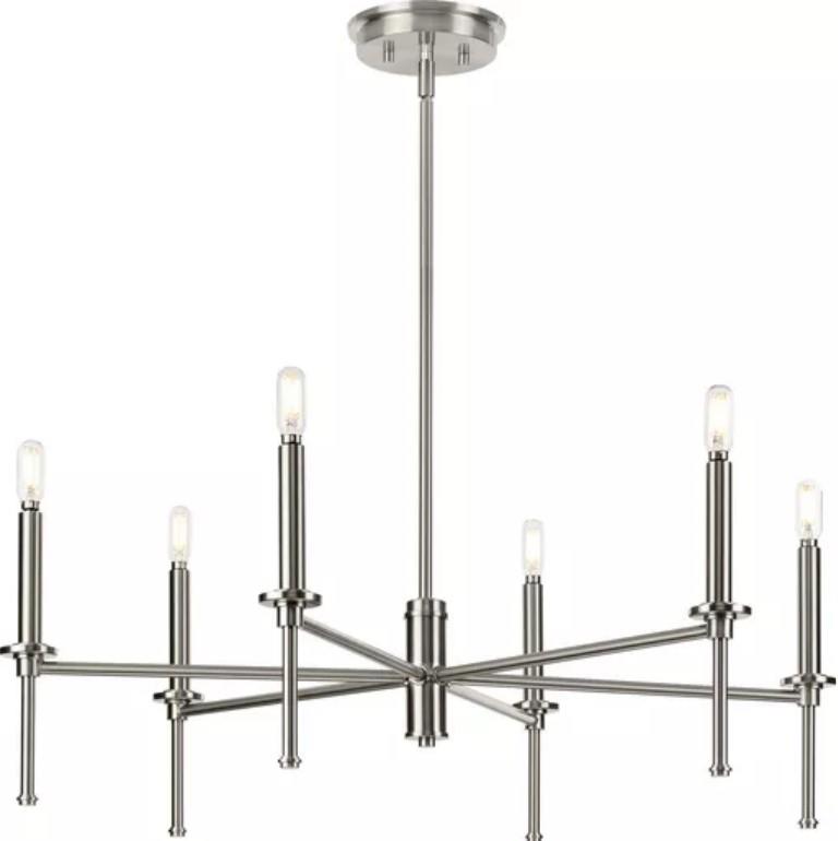 Change Dining Room Light to P400294-___ Elara Collection Six-Light Chandelier, Finish TBD
