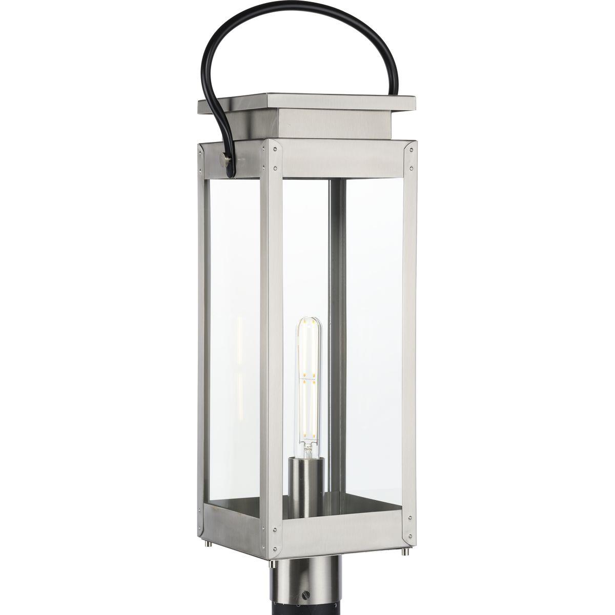 Upgrade Post Light, P540046-135 Union Square Stainless Steel w/Clear E26 T10
