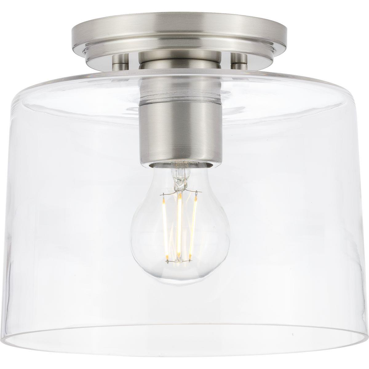 Change 1-Story Foyer Light to P350213-009 Adley One-Light Brushed Nickel Clear Glass (8ft)