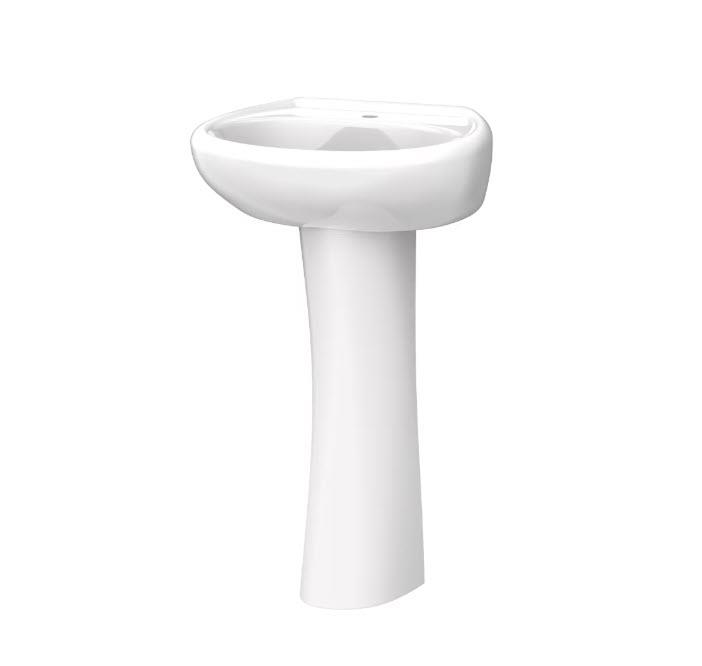 Gerber Powder Room Pedestal Sink Maxwell G0022501 Single Hole Basin - White
