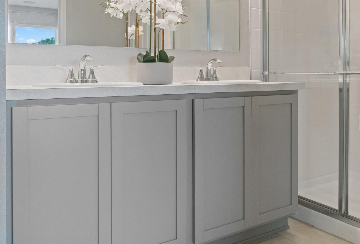 Primary Bathroom Extended Vanity with Sink and Cabinet