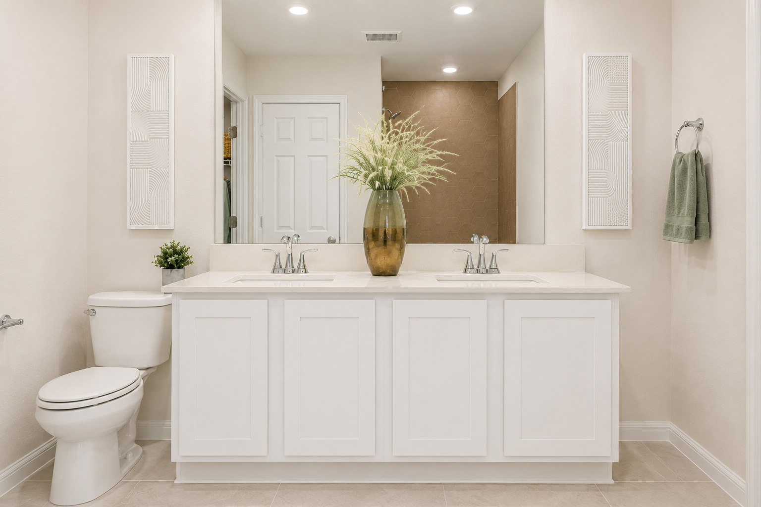 Primary Bathroom Extended Vanity with Sink and Cabinet